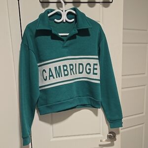 Ardene Teal Pullover Sweater with White Cambridge Band